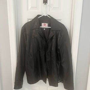 Mens 2XL Black Leather Jacket